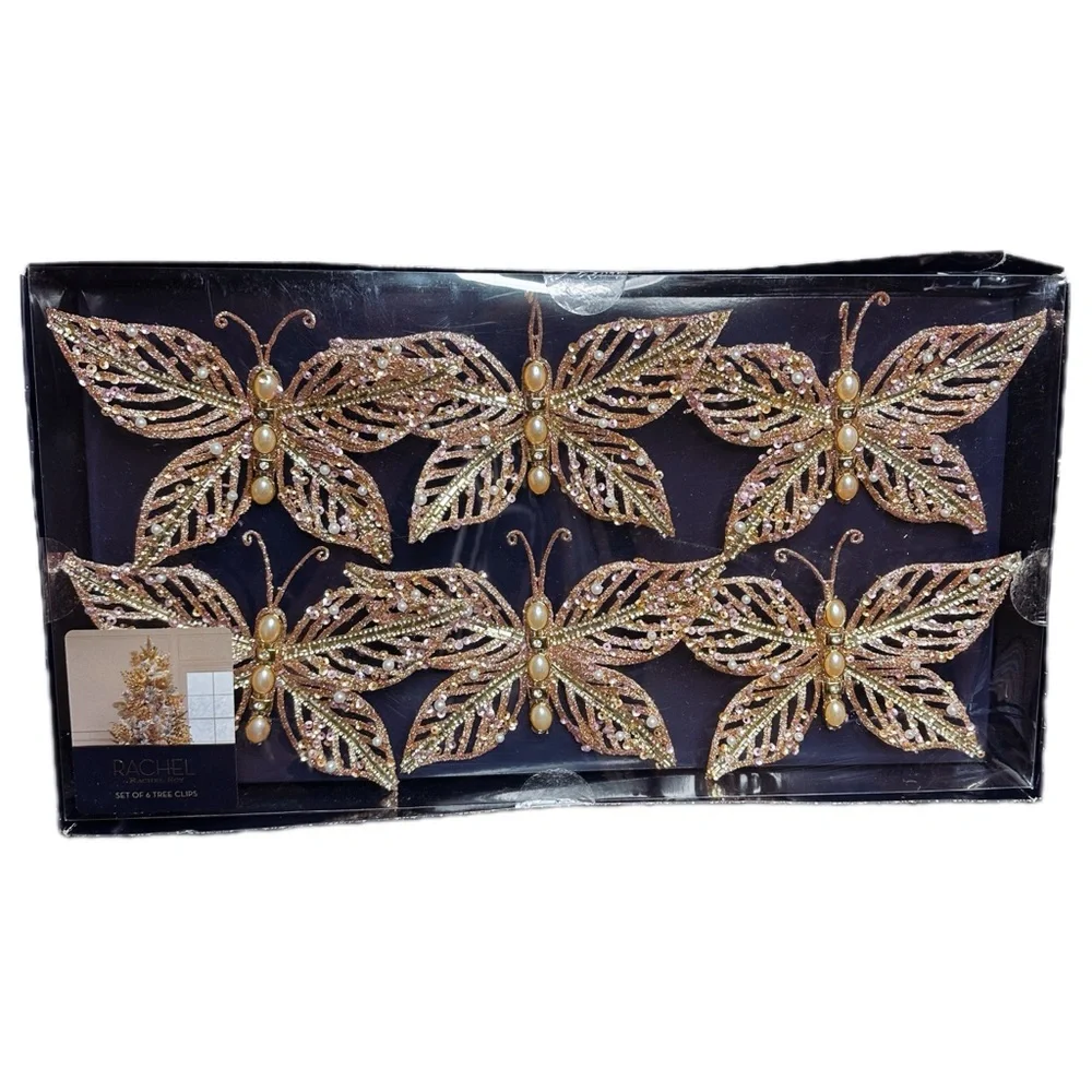 RACHEL Rachel Roy Gold- Colored Butterfly Tree Clip Ornaments NEW!4 - 4.5” - Picture 1 of 10